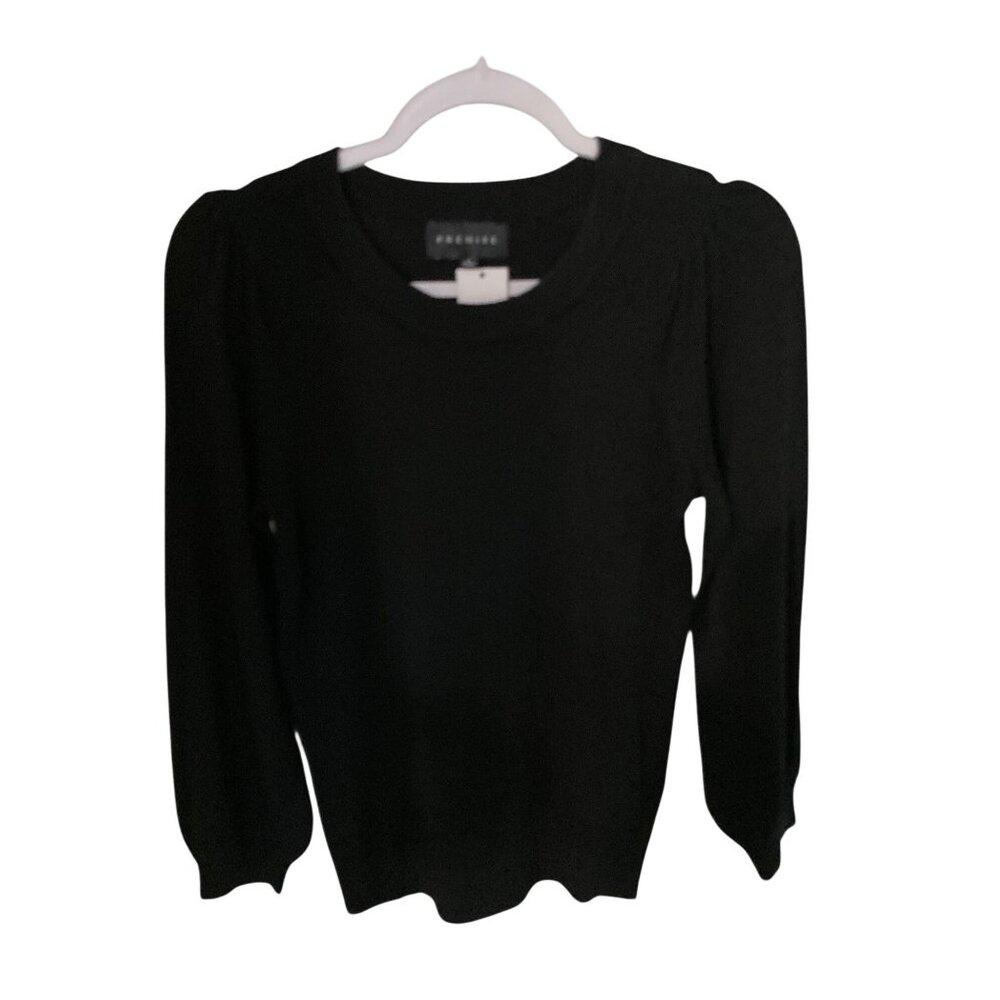 Premise Women's Puff Sleeve Cardigan Sweater Black  NWT Medium